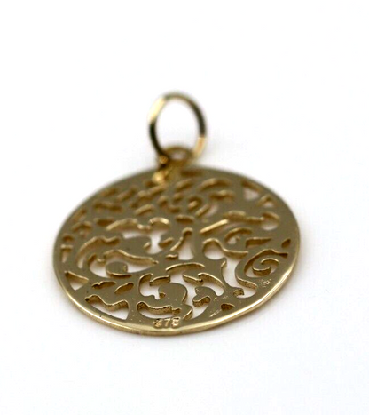 Genuine Solid 9ct 9kt 375 Yellow, White Or Rose Gold Round Filigree Pendant