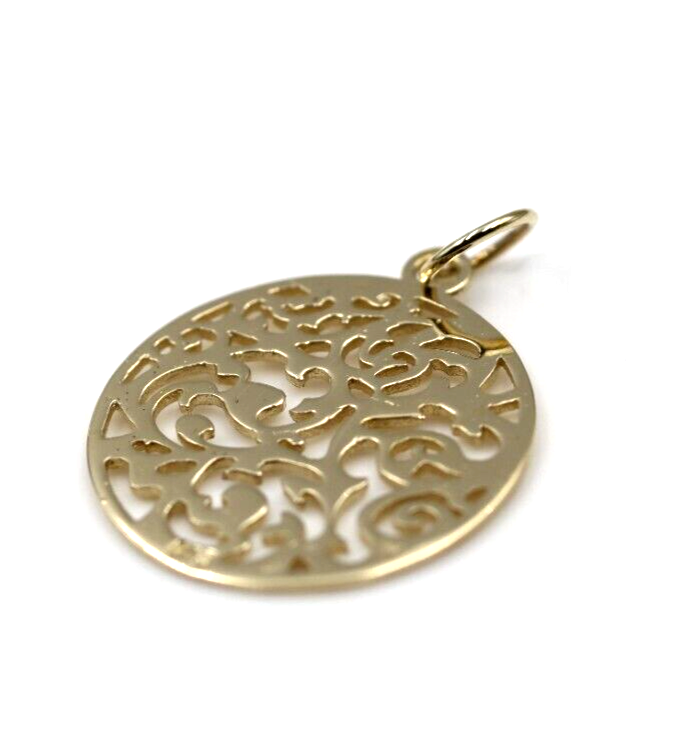 Genuine Solid 9ct 9kt 375 Yellow, White Or Rose Gold Round Filigree Pendant