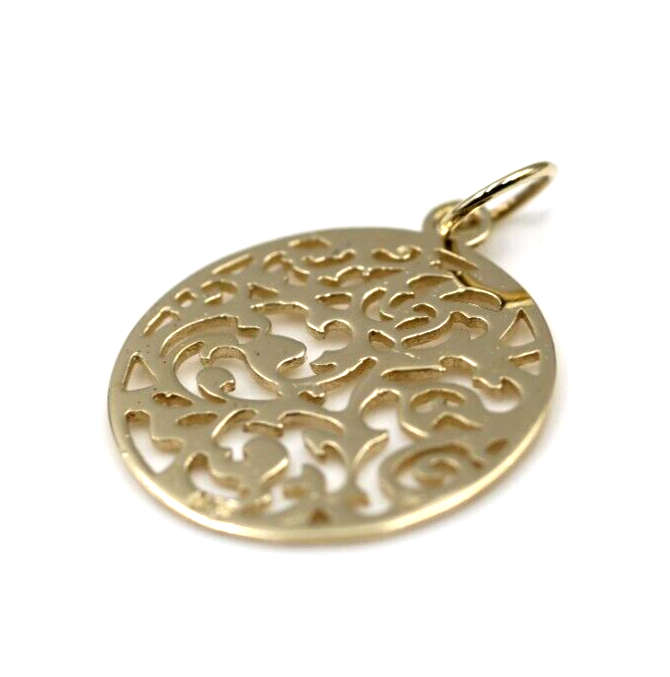 Genuine Solid 9ct 9kt 375 Yellow, White Or Rose Gold Round Filigree Pendant