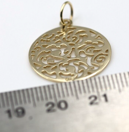 Genuine Solid 9ct 9kt 375 Yellow, White Or Rose Gold Round Filigree Pendant
