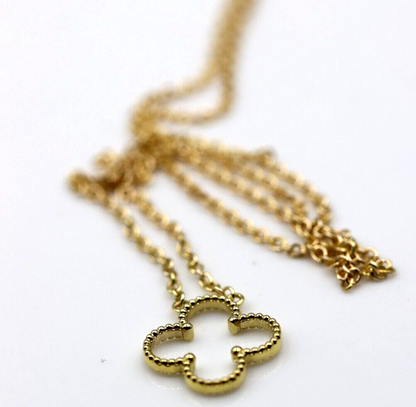 Kaedesigns Genuine 9ct 9k 375 Yellow, Rose or White Gold 14mm Four Leaf Clover Pendant + Chain