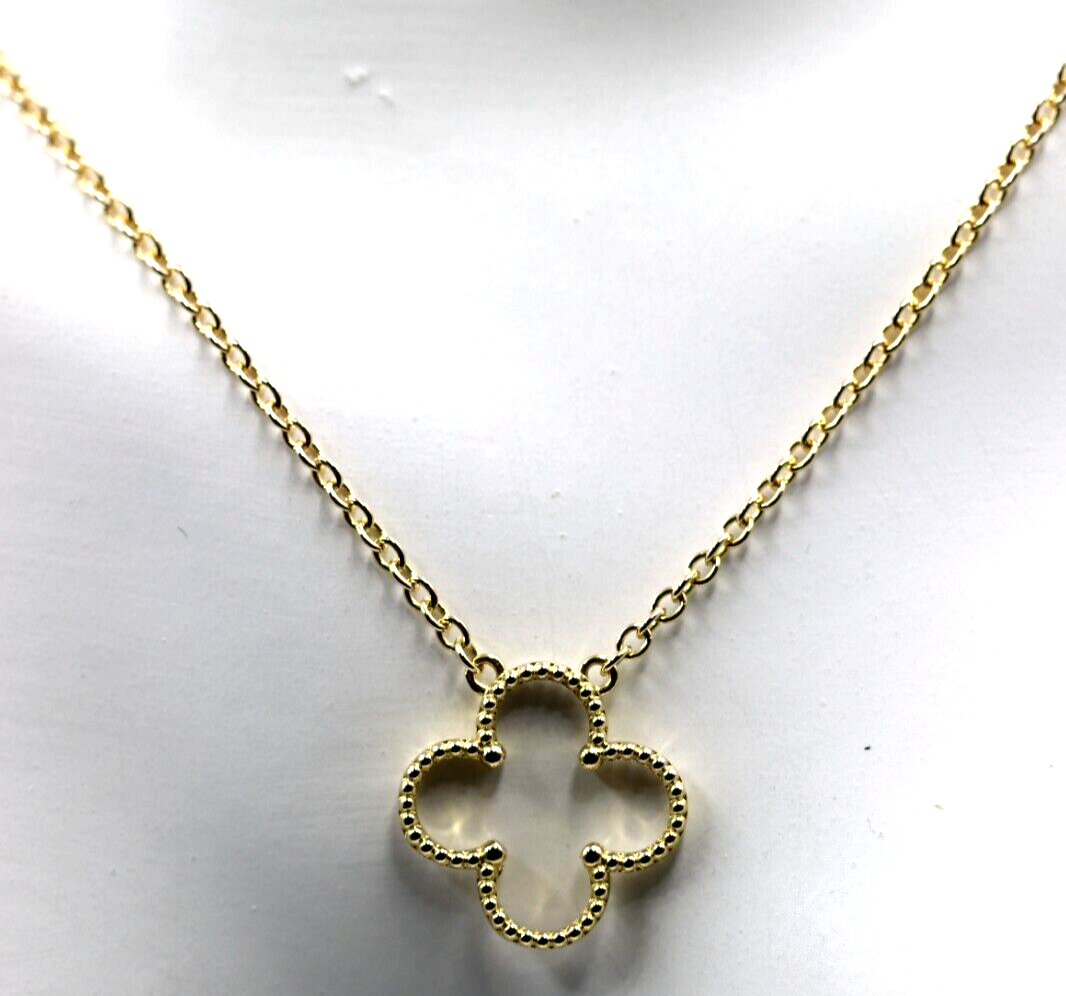 Kaedesigns Genuine 9ct 9k 375 Yellow, Rose or White Gold 14mm Four Leaf Clover Pendant + Chain