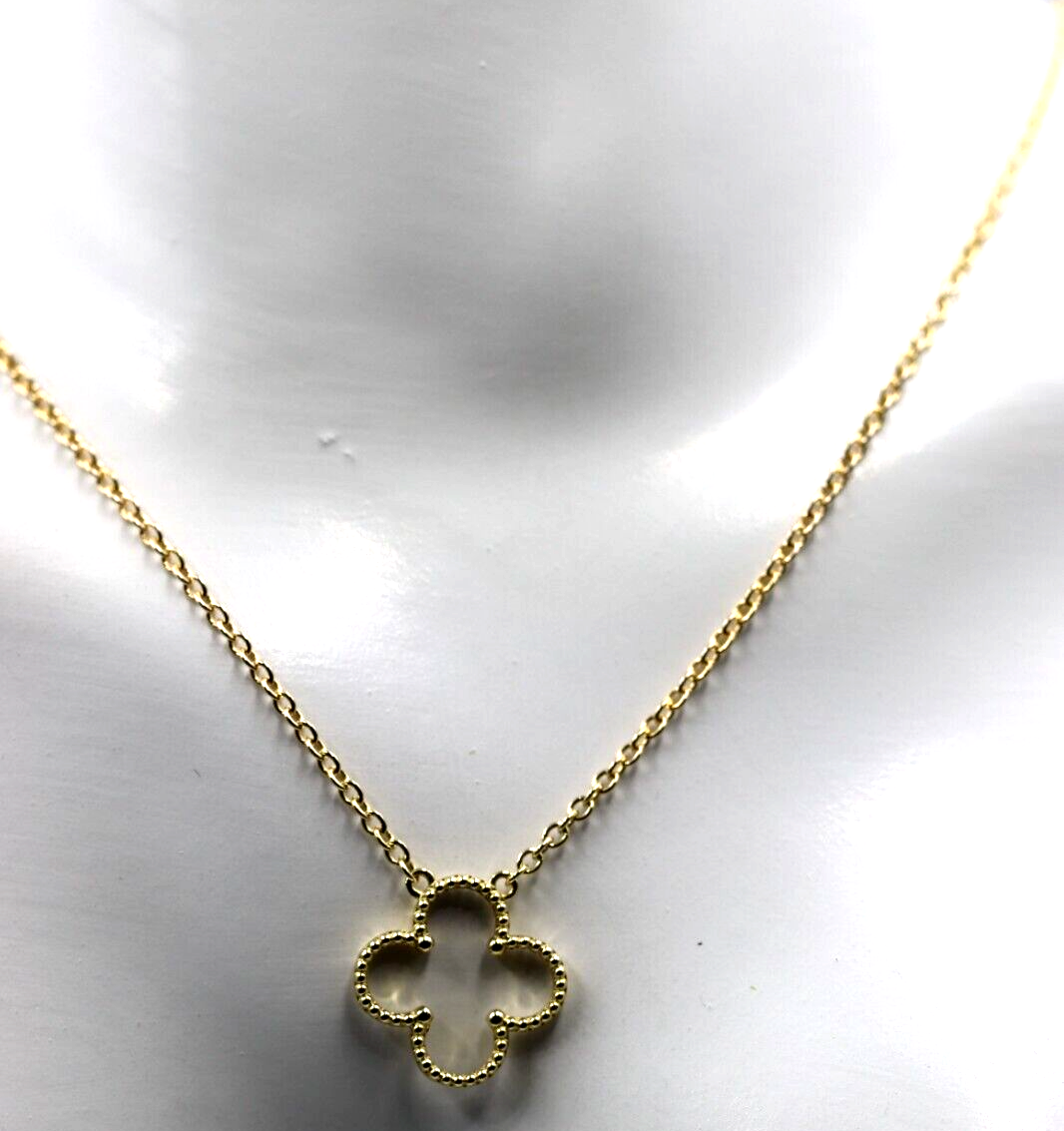 Kaedesigns Genuine 9ct 9k 375 Yellow, Rose or White Gold 14mm Four Leaf Clover Pendant + Chain