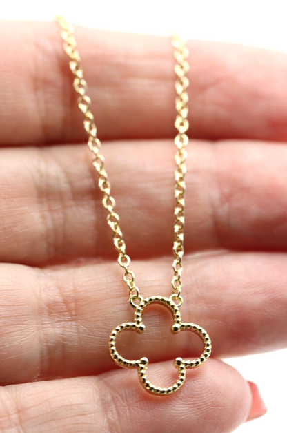 Kaedesigns Genuine 9ct 9k 375 Yellow, Rose or White Gold 14mm Four Leaf Clover Pendant + Chain