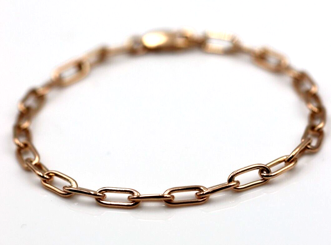 Genuine Handmade 19cm 9ct 9k 375 Rose Gold Paper Clip Paperclip Bracelet