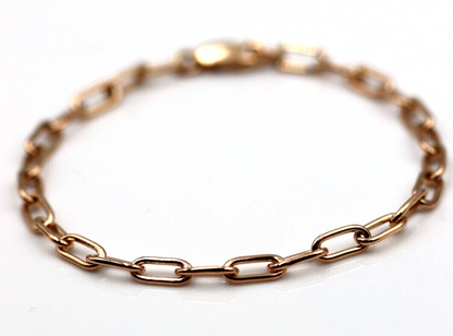 Genuine Handmade 19cm 9ct 9k 375 Rose Gold Paper Clip Paperclip Bracelet