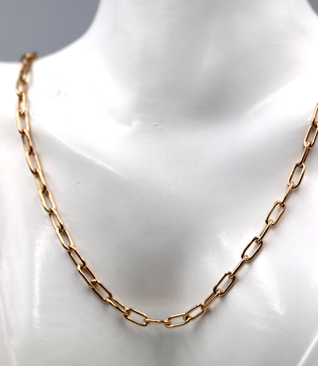 Handmade Genuine 45cm 9ct Rose Gold Paper Clip Chain Necklace
