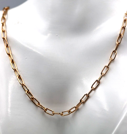 Handmade Genuine 38cm 9ct 9k 375 Rose Gold Paper Clip Chain Necklace