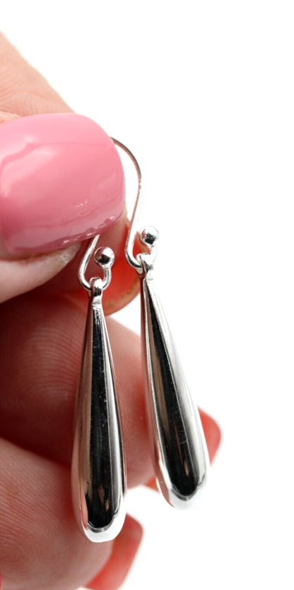 Genuine Sterling Silver 925 Teardrop Tear Drop Hook Earrings