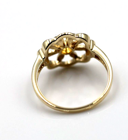 Genuine Size R 9ct Yellow, Rose or White Gold Orange Citrine Flower Ring