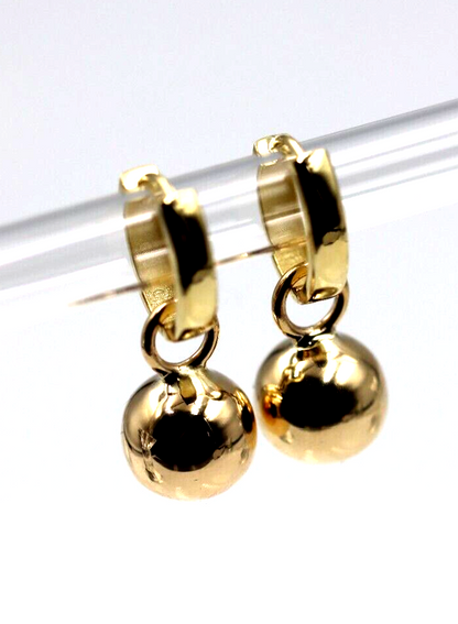 Kaedesigns Genuine 9ct Yellow, Rose or White Gold Hoop 10mm Ball Huggies Earrings