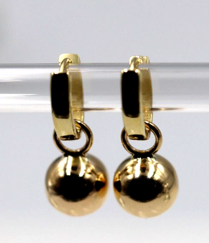 Kaedesigns Genuine 9ct Yellow, Rose or White Gold Hoop 10mm Ball Huggies Earrings