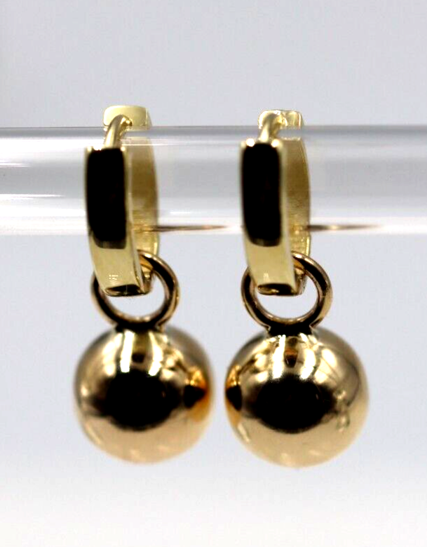 Kaedesigns Genuine 9ct Yellow, Rose or White Gold Hoop 10mm Ball Huggies Earrings