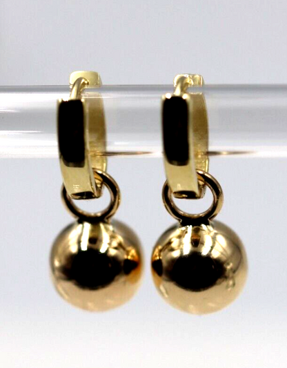 Kaedesigns Genuine 9ct Yellow, Rose or White Gold Hoop 10mm Ball Huggies Earrings