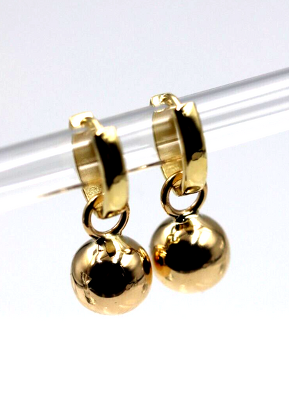 Kaedesigns Genuine 9ct Yellow, Rose or White Gold Hoop 10mm Ball Huggies Earrings