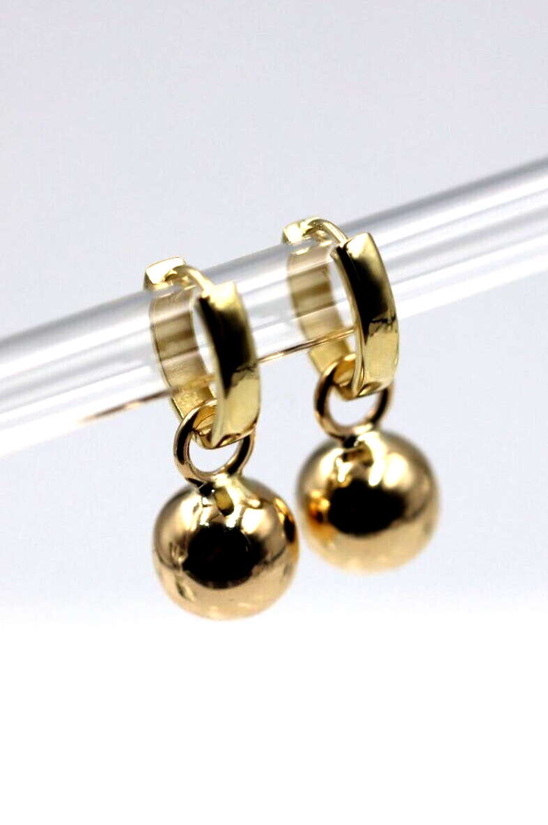 Kaedesigns Genuine 9ct Yellow, Rose or White Gold Hoop 10mm Ball Huggies Earrings