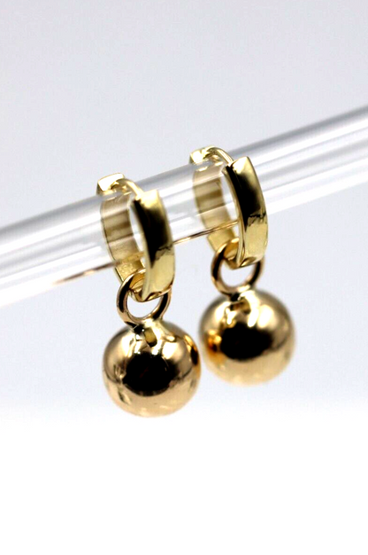 Kaedesigns Genuine 9ct Yellow, Rose or White Gold Hoop 10mm Ball Huggies Earrings