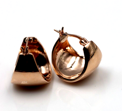 Genuine Heavy 9ct 9K 375 15mm Wide Yellow, Rose or White Gold Hoop Full Solid Earrings