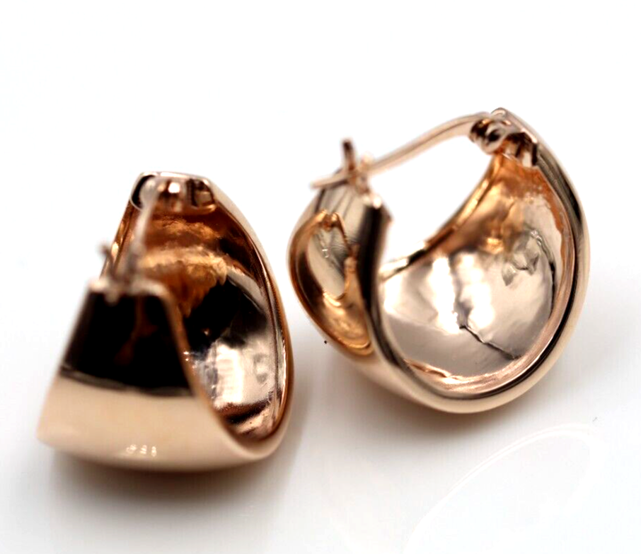 Genuine Heavy 9ct 9K 375 15mm Wide Yellow, Rose or White Gold Hoop Full Solid Earrings