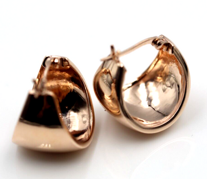 Genuine Heavy 9ct 9K 375 15mm Wide Yellow, Rose or White Gold Hoop Full Solid Earrings