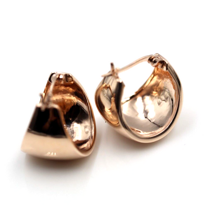 Genuine Heavy 9ct 9K 375 15mm Wide Yellow, Rose or White Gold Hoop Full Solid Earrings