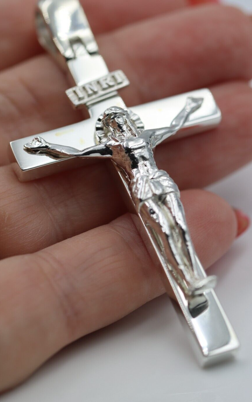 Genuine Very Large Super Heavy Huge Sterling Silver 925 Crucifix Cross Pendant 31g