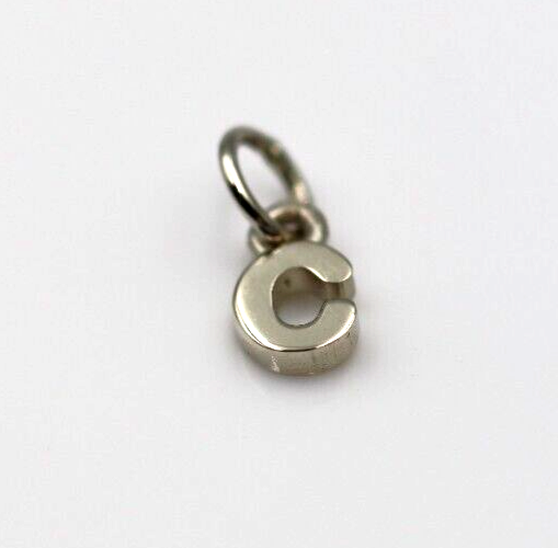 Genuine 9ct 9kt Genuine Very Small, Tiny Solid Yellow, Rose or White Gold Initial Pendant Charm C