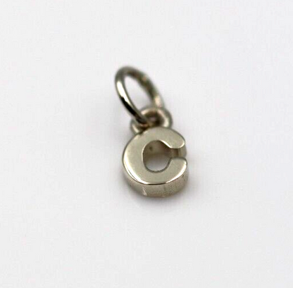 Genuine 9ct 9kt Genuine Very Small, Tiny Solid Yellow, Rose or White Gold Initial Pendant Charm C