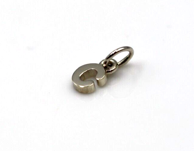 Genuine 9ct 9kt Genuine Very Small, Tiny Solid Yellow, Rose or White Gold Initial Pendant Charm C