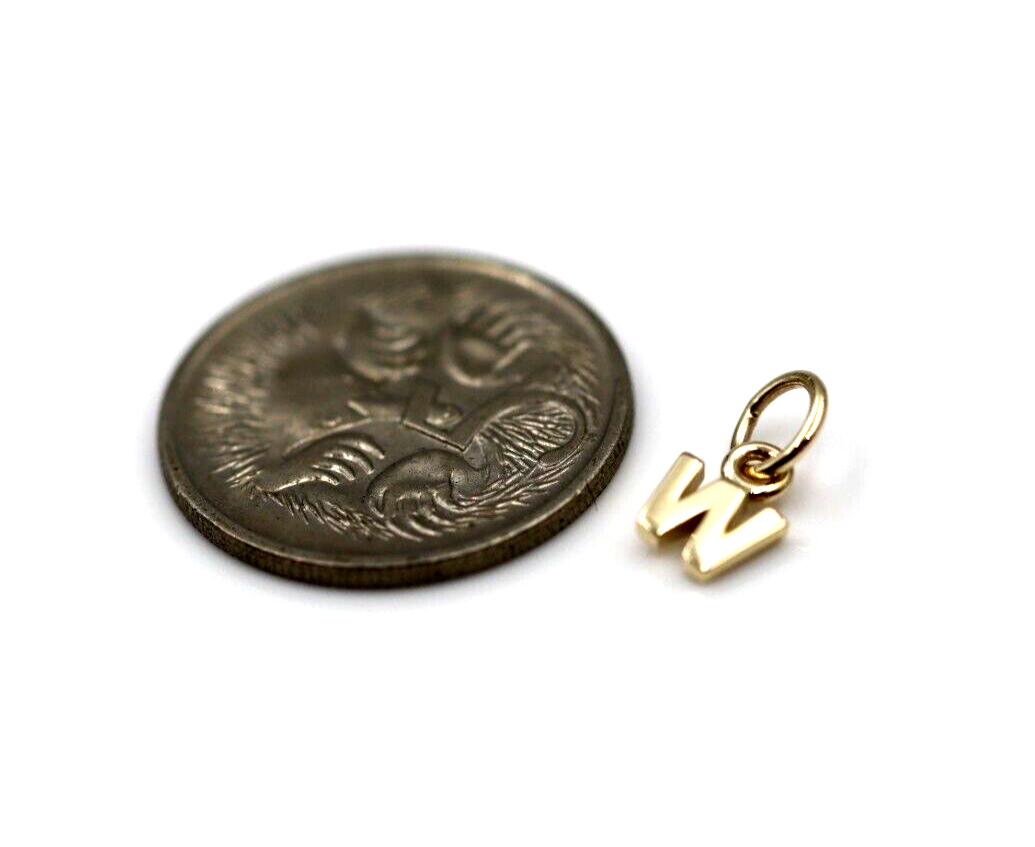 Genuine 9ct 9kt 375 Tiny Very Small Yellow, Rose or White Gold Initial Pendant Charm W