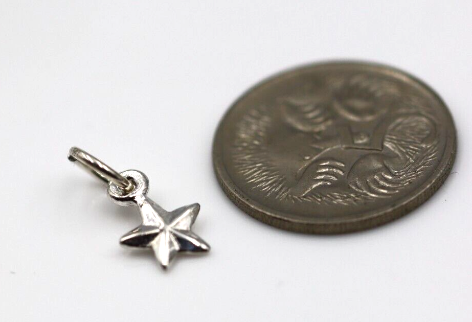 Genuine Tiny Very Small Sterling Silver 925 or 9ct Yellow, Rose or White Star Charm Pendant