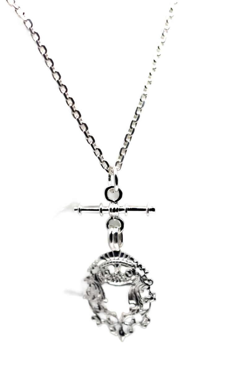 Genuine Sterling Silver 925 Shield & T Bar Pendant & 55cm Cable Necklace