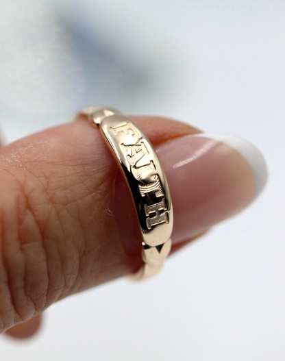 Size O Genuine New Solid 9ct 9k 375 Yellow, Rose or White Gold Faith Ring
