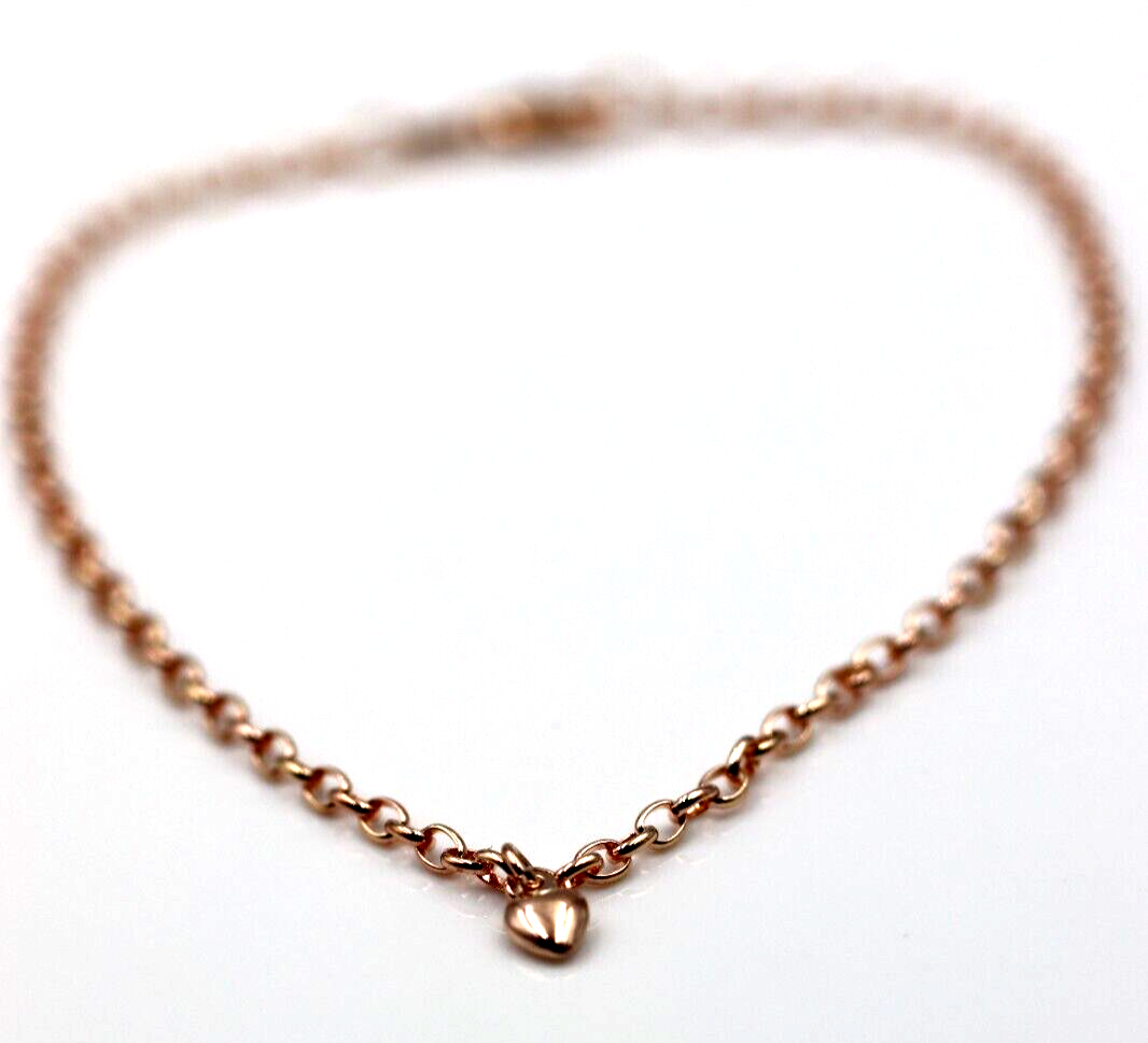 Genuine 9ct 9K 375 Solid Yellow or Rose Gold 25cm Belcher Anklet + 1 heart charm