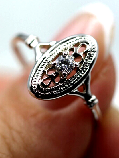 Kaedesigns Genuine 9ct 9k Yellow, Rose or White Gold Delicate White Sapphire Filigree Ring
