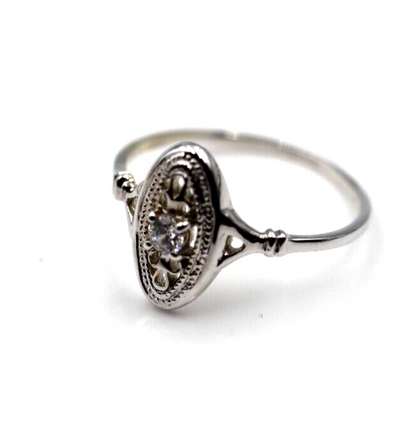 Kaedesigns Genuine 9ct 9k Yellow, Rose or White Gold Delicate White Sapphire Filigree Ring