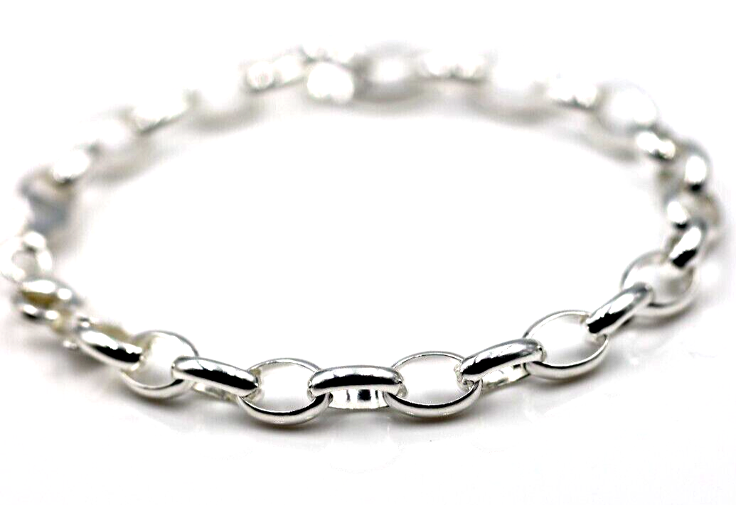 Kaedesigns Genuine 925 Sterling Silver Oval Belcher bracelet 21cm long
