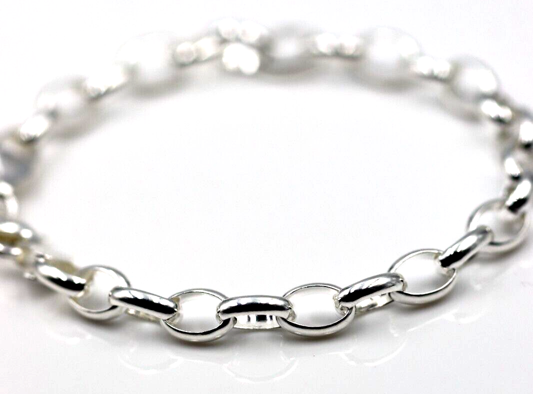 Kaedesigns Genuine 925 Sterling Silver Oval Belcher bracelet 21cm long