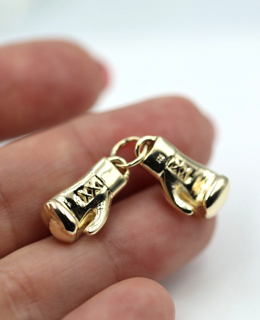 Genuine 9ct 9k 375 Yellow or Rose or White Gold Med-Large Boxing Glove Pendant