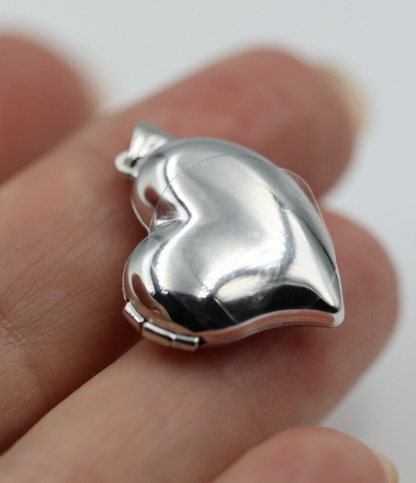 Sterling Silver 925 Heart Asymmetrical Heart Locket Pendant