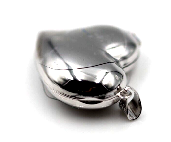 Sterling Silver 925 Heart Asymmetrical Heart Locket Pendant