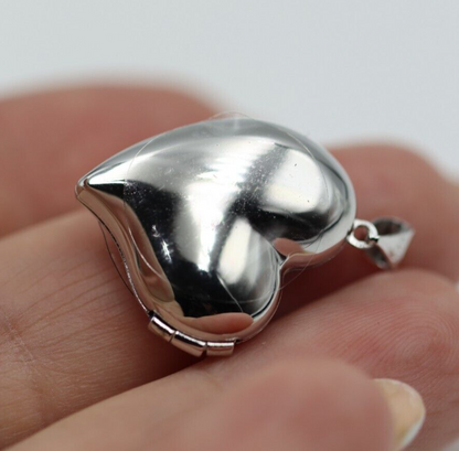 Sterling Silver 925 Heart Asymmetrical Heart Locket Pendant