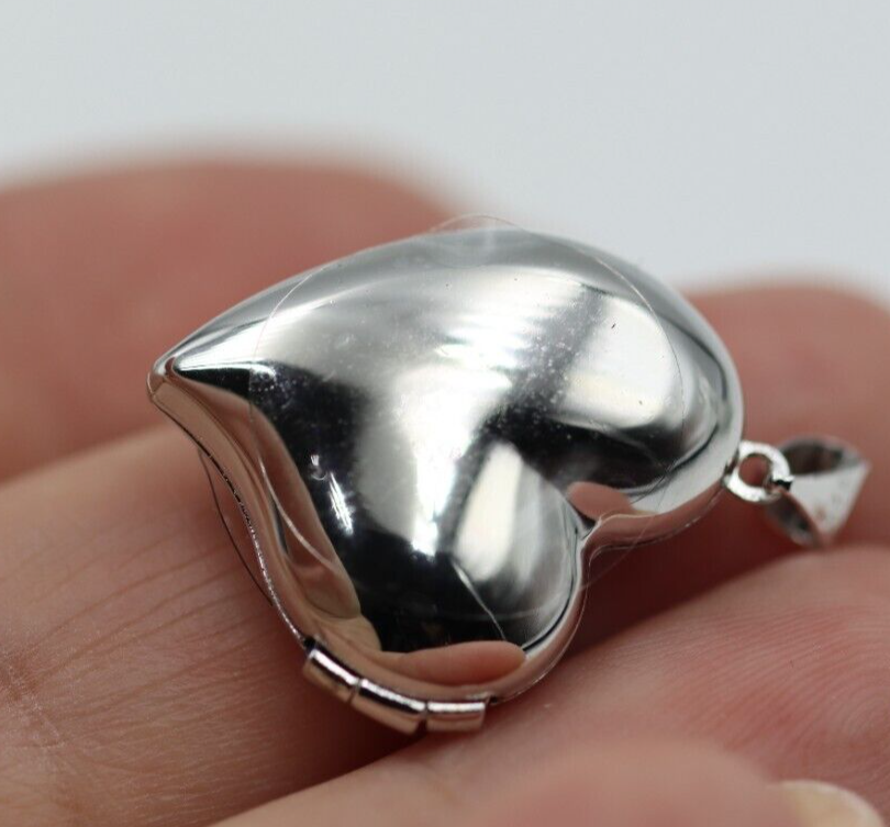 Sterling Silver 925 Heart Asymmetrical Heart Locket Pendant