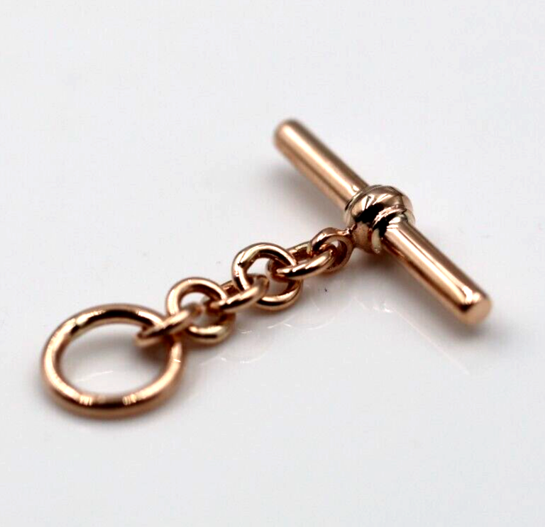Genuine 9k 9ct Yellow, Rose or White Gold T Bar T-Bar for Albert Chain / Necklace