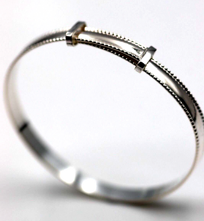 Sterling Silver 925 5mm Childs Rope Edge Plain Expanding Bangle