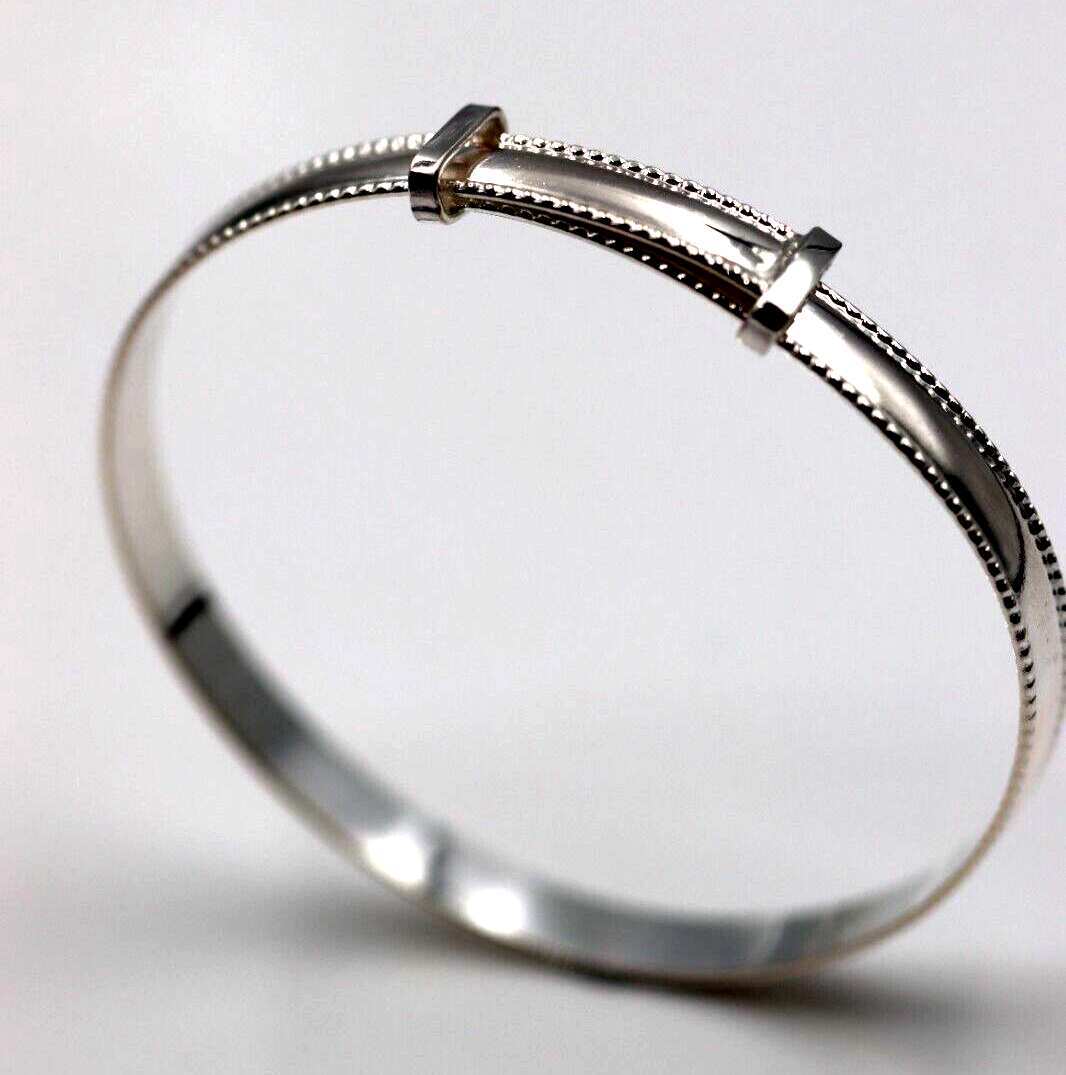 Sterling Silver 925 5mm Childs Rope Edge Plain Expanding Bangle