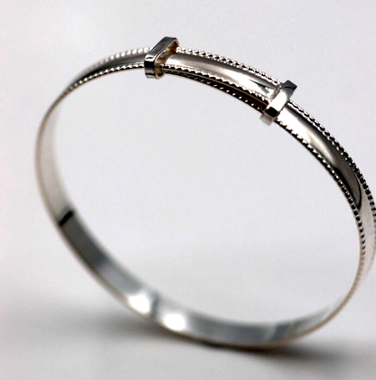 Sterling Silver 925 5mm Childs Rope Edge Plain Expanding Bangle