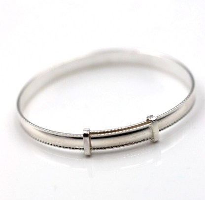 Sterling Silver 925 5mm Childs Rope Edge Plain Expanding Bangle