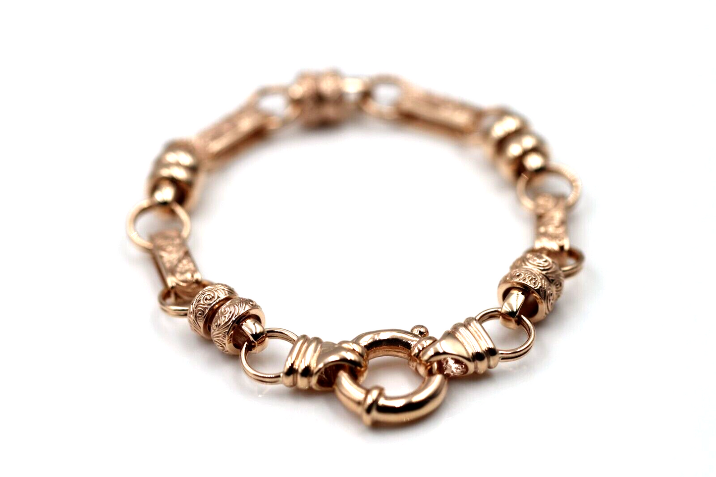 Heavy Genuine 9ct 9k 375 Yellow, Rose or White Gold Solid Belcher Filigree Antique Bracelet