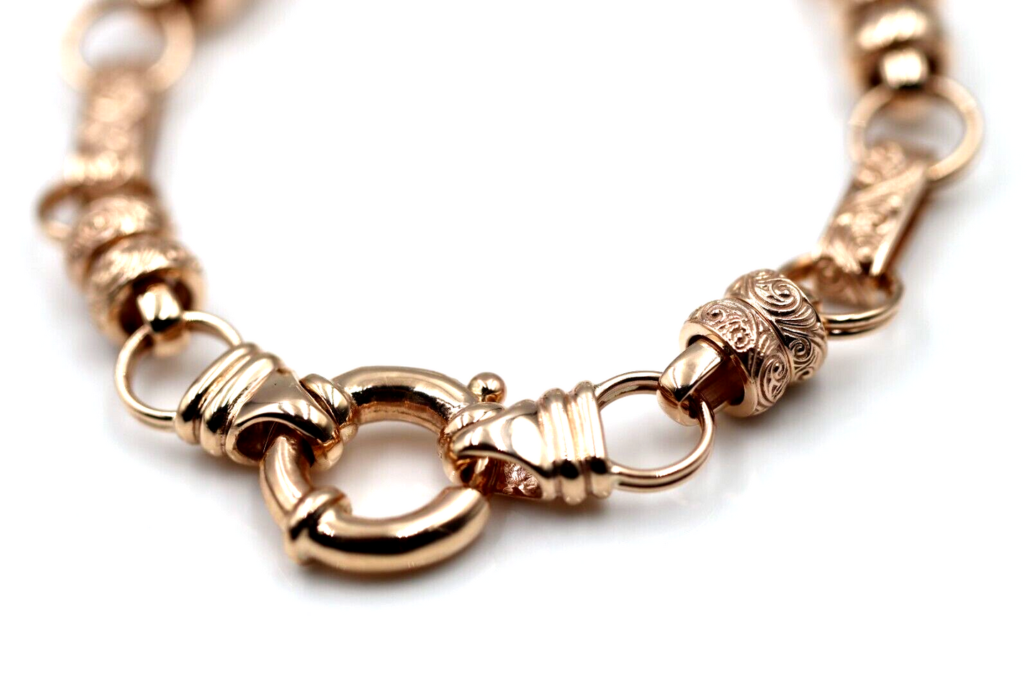 Heavy Genuine 9ct 9k 375 Yellow, Rose or White Gold Solid Belcher Filigree Antique Bracelet